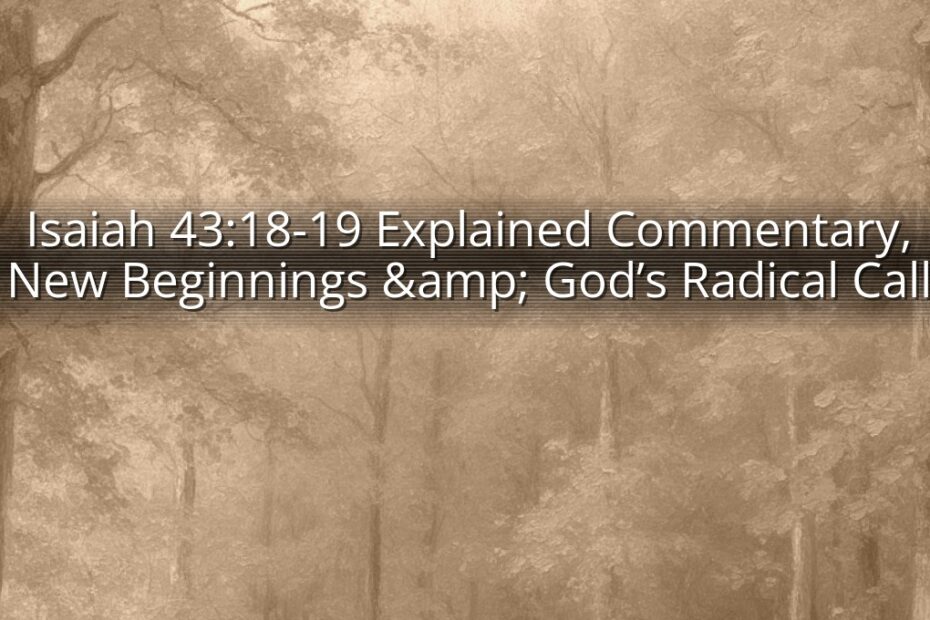 Isaiah 43:18-19 Explained Commentary, New Beginnings & God’s Radical Call