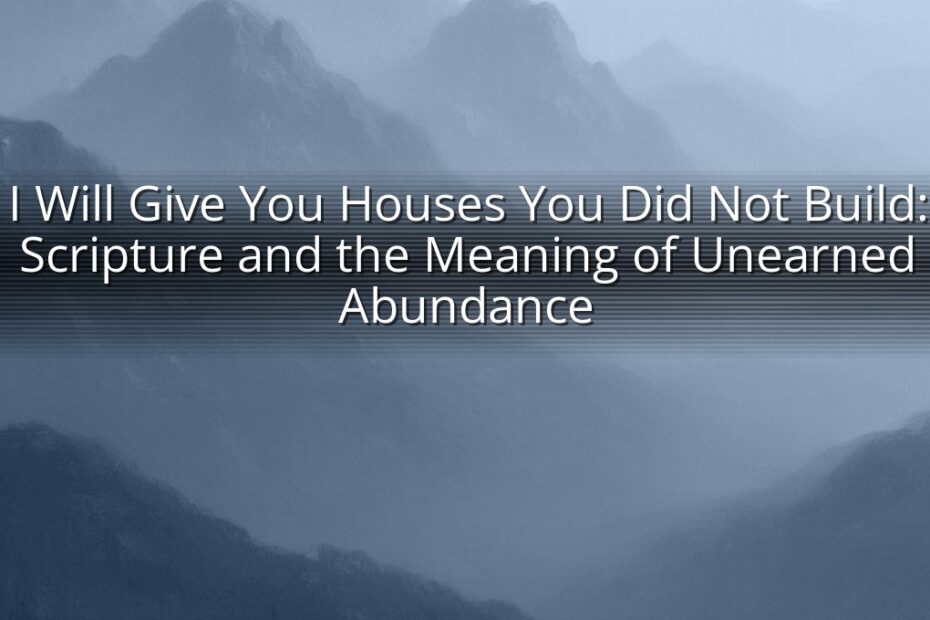 I Will Give You Houses You Did Not Build: Scripture and the Meaning of Unearned Abundance