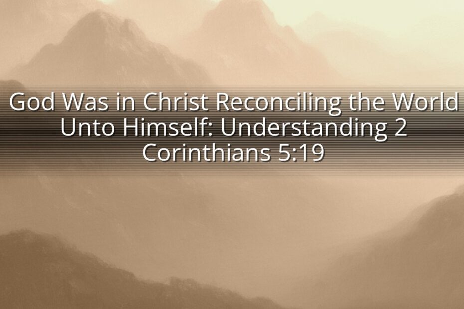 God Was in Christ Reconciling the World Unto Himself: Understanding 2 Corinthians 5:19