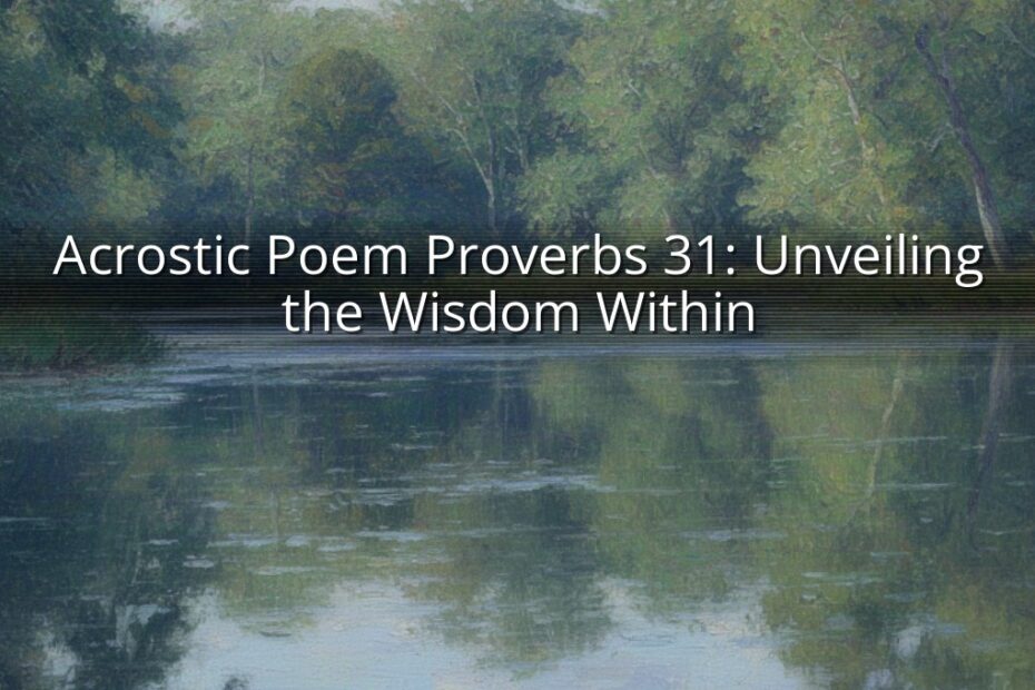 Acrostic Poem Proverbs 31: Unveiling the Wisdom Within