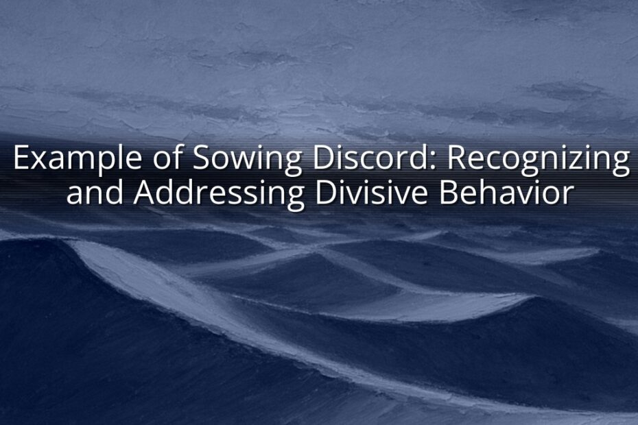 Example of Sowing Discord: Recognizing and Addressing Divisive Behavior