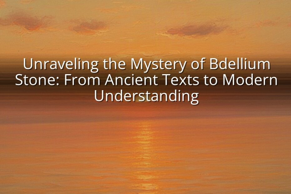 Unraveling the Mystery of Bdellium Stone: From Ancient Texts to Modern Understanding
