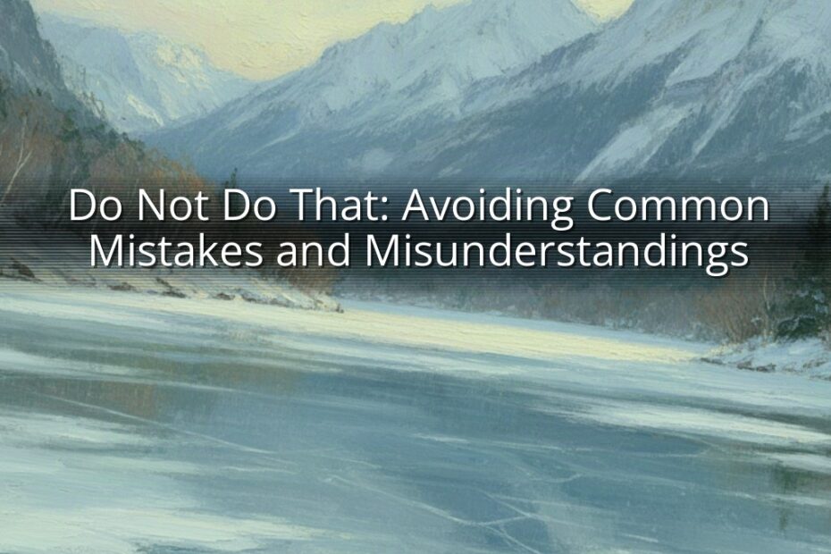 Do Not Do That: Avoiding Common Mistakes and Misunderstandings
