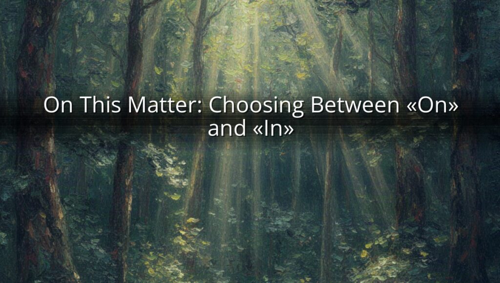 On This Matter: Choosing Between «On» and «In»