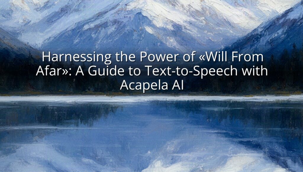 Harnessing the Power of «Will From Afar»: A Guide to Text-to-Speech with Acapela AI