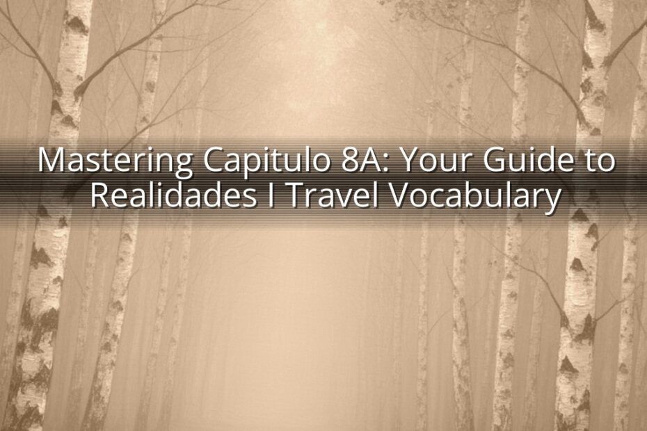 Mastering Capitulo 8A: Your Guide to Realidades I Travel Vocabulary
