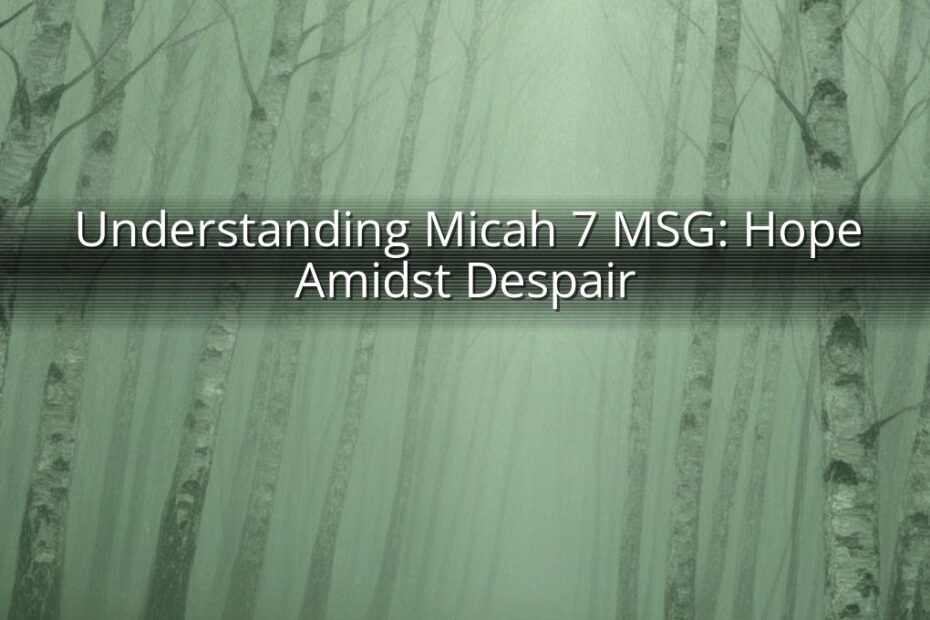 Understanding Micah 7 MSG: Hope Amidst Despair