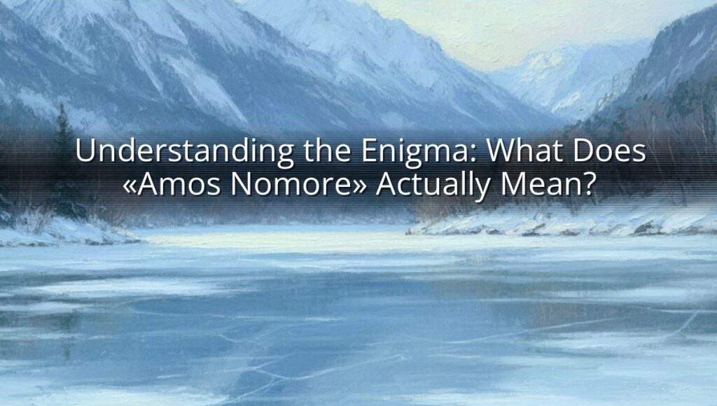 Understanding the Enigma: What Does «Amos Nomore» Actually Mean?