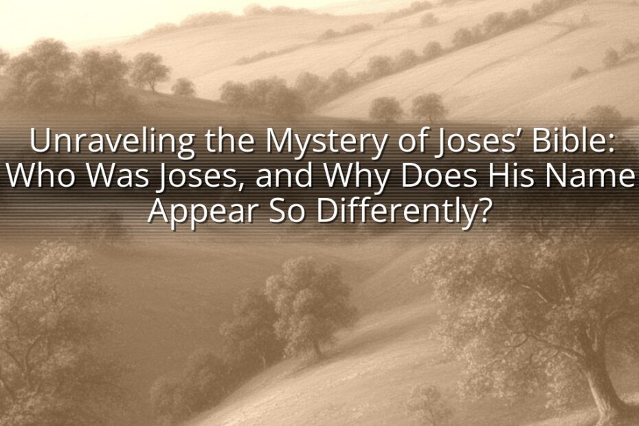Unraveling the Mystery of Joses’ Bible: Who Was Joses, and Why Does His Name Appear So Differently?