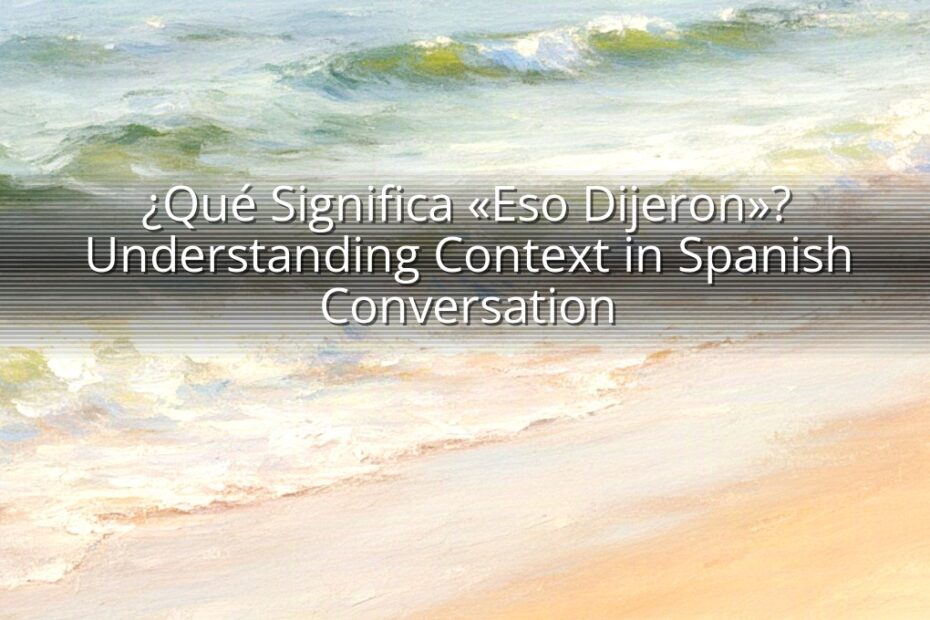¿Qué Significa «Eso Dijeron»? Understanding Context in Spanish Conversation