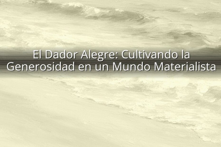 El Dador Alegre: Cultivando la Generosidad en un Mundo Materialista