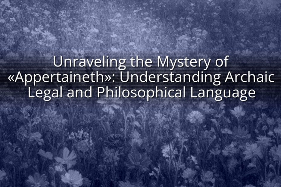 Unraveling the Mystery of «Appertaineth»: Understanding Archaic Legal and Philosophical Language