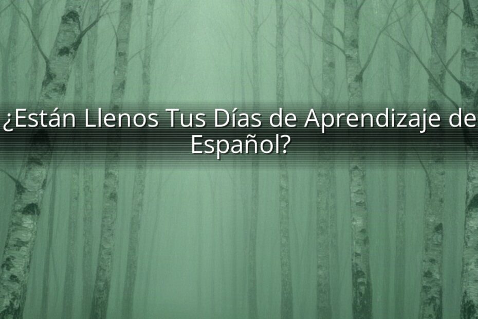 ¿Están Llenos Tus Días de Aprendizaje de Español?