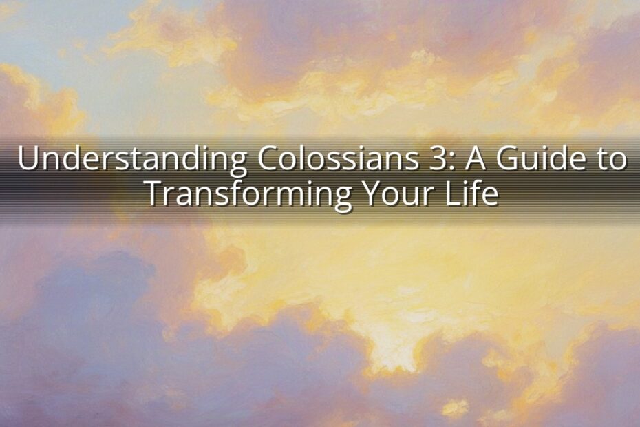 Understanding Colossians 3: A Guide to Transforming Your Life