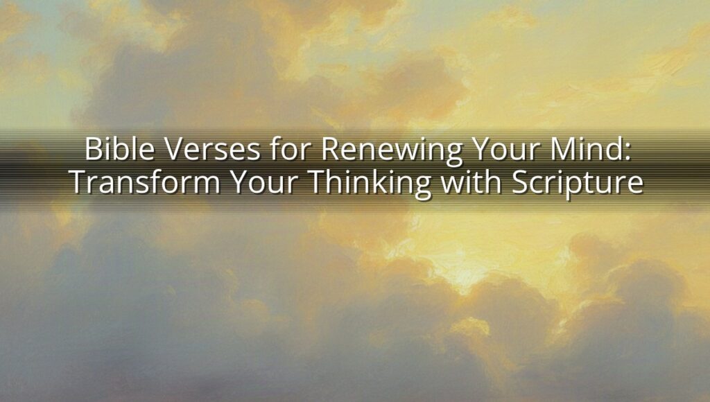 Bible Verses for Renewing Your Mind: Transform Your Thinking with Scripture